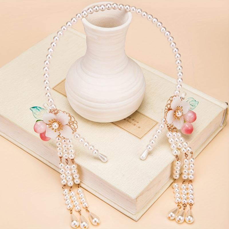 Pearl Hair Hoop Female Fairy Retro Tassel Step Shake Headwear