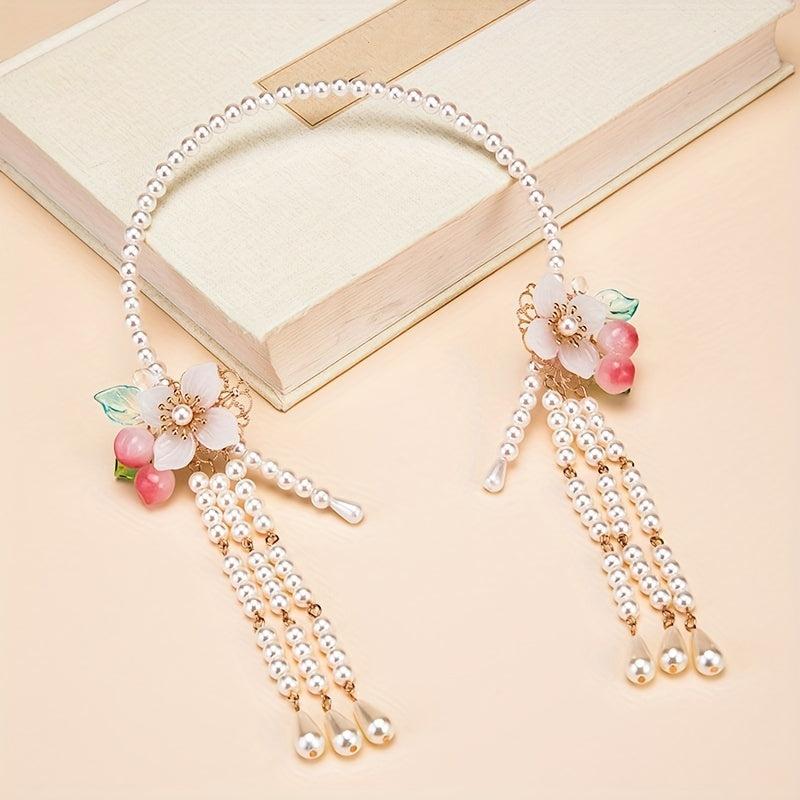 Pearl Hair Hoop Female Fairy Retro Tassel Step Shake Headwear