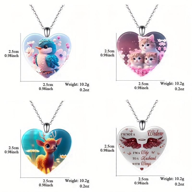 4pcs Heart Necklace Set Pendant Banquet Jewelry Gift