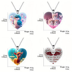 4pcs Heart Necklace Set Pendant Banquet Jewelry Gift