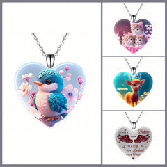 4pcs Heart Necklace Set Pendant Banquet Jewelry Gift