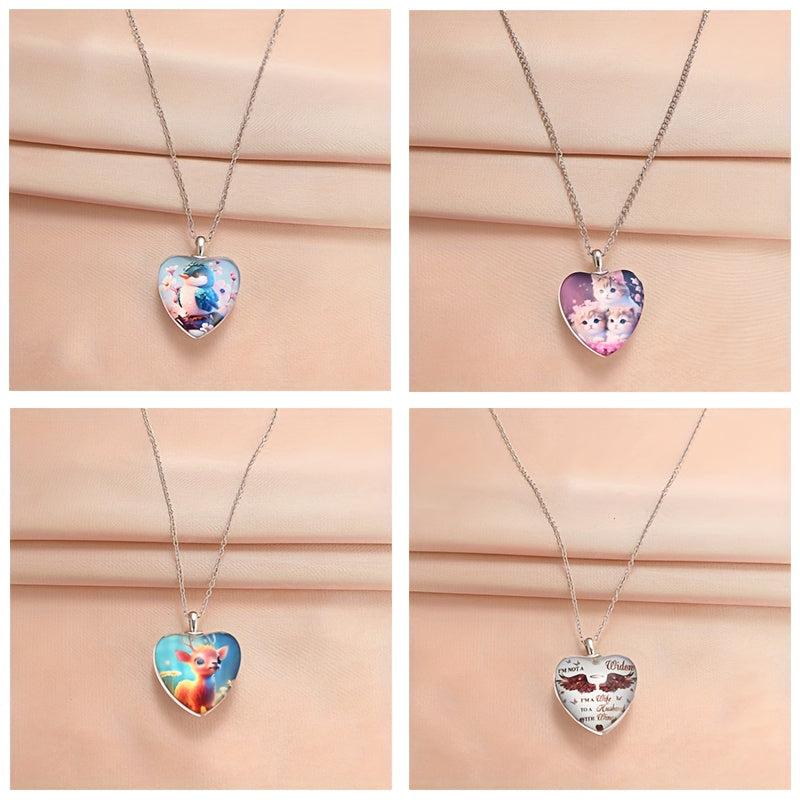 4pcs Heart Necklace Set Pendant Banquet Jewelry Gift