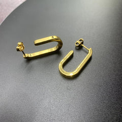Curved Stud Earrings Women's Cold Style Silvery Pin Earrings