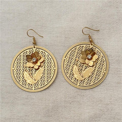 Retro Flower Earrings Hollow Design Party Jewelry Gift