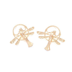 Baroque Style Retro Golden Angel Earrings Female Wings Dangle Earrings