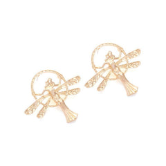 Baroque Style Retro Golden Angel Earrings Female Wings Dangle Earrings
