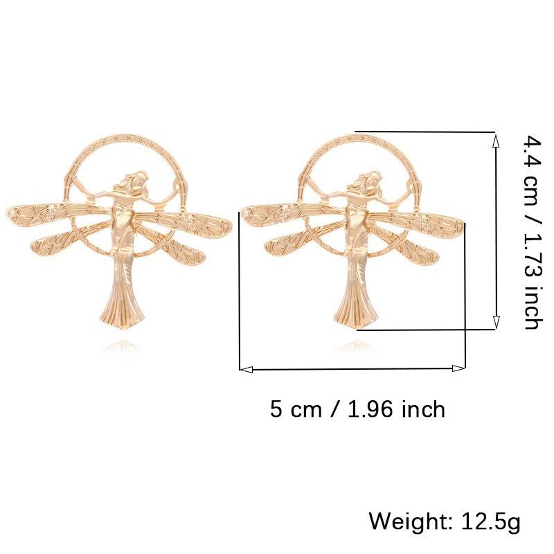 Baroque Style Retro Golden Angel Earrings Female Wings Dangle Earrings