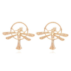 Baroque Style Retro Golden Angel Earrings Female Wings Dangle Earrings