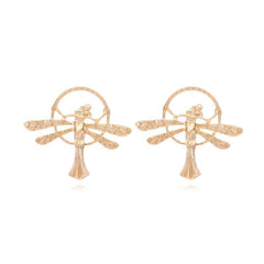 Baroque Style Retro Golden Angel Earrings Female Wings Dangle Earrings