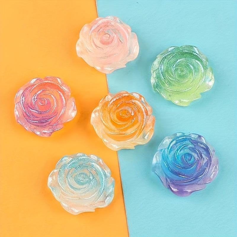 DIY Ice Starry Roses Resin Flower Patches Hair Clips