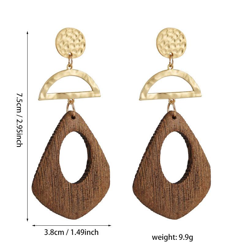 Boho Style Wooden Earrings, Long Wooden Earrings