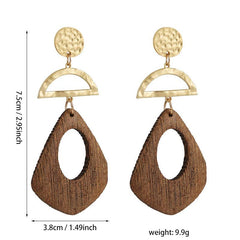 Boho Style Wooden Earrings, Long Wooden Earrings