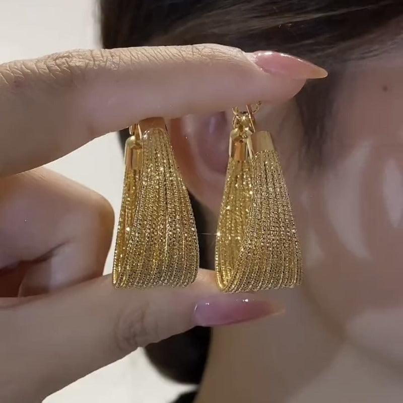 Exaggerated C shaped Golden Thread Earrings Halloween Christmas Gift