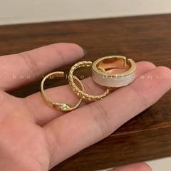 3pcs Copper Rings Set Open Adjustable Sweet Ring