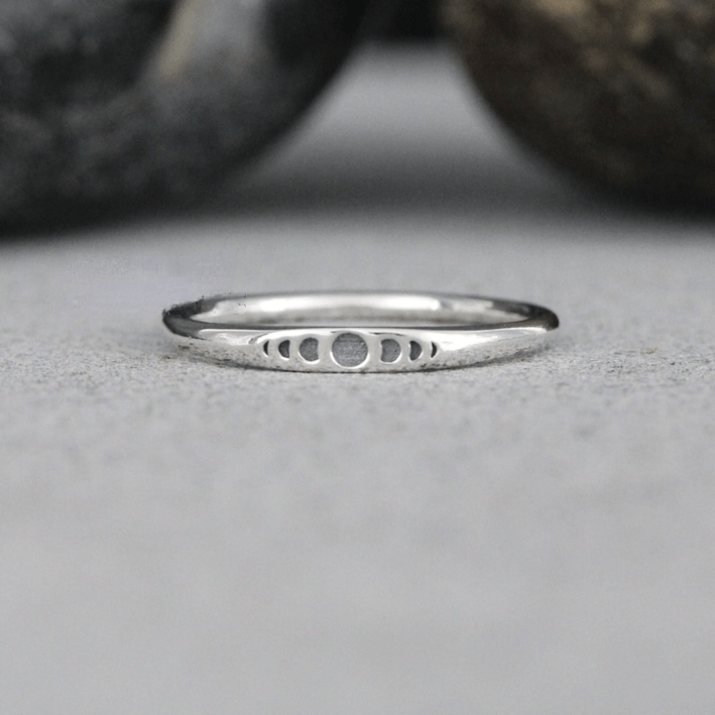 Vintage Moon Ring Silvery Plated Classic Party Jewelry Birthday Gift