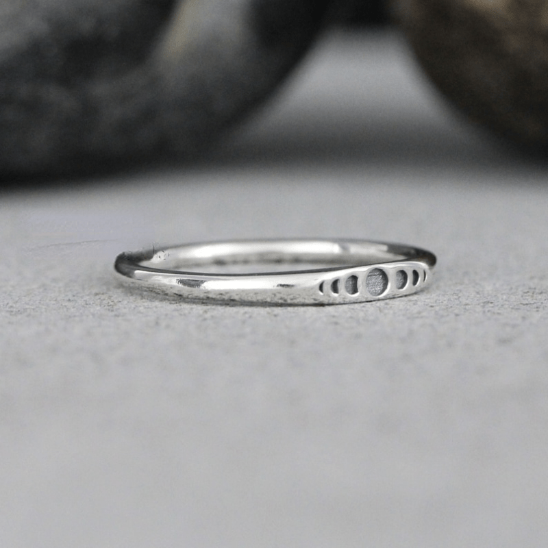 Vintage Moon Ring Silvery Plated Classic Party Jewelry Birthday Gift