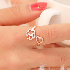 Luminous Bear Paw Cat Paw Adjustable Ring For Women