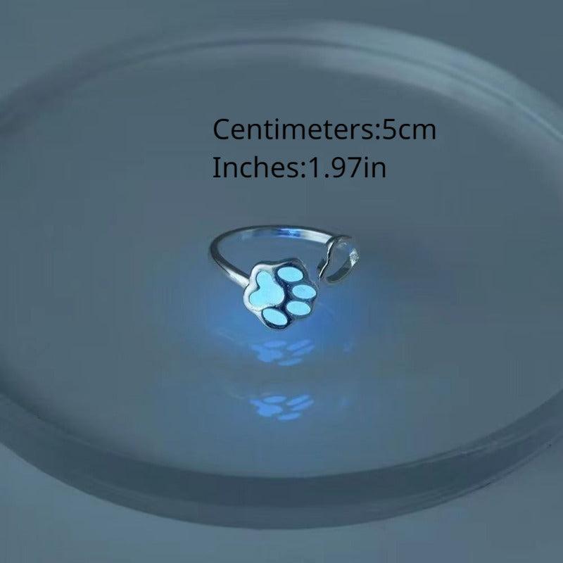 Luminous Bear Paw Cat Paw Adjustable Ring For Women
