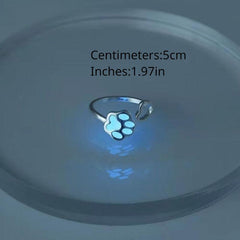 Luminous Bear Paw Cat Paw Adjustable Ring For Women