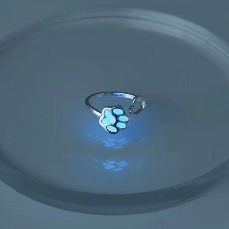 Luminous Bear Paw Cat Paw Adjustable Ring For Women