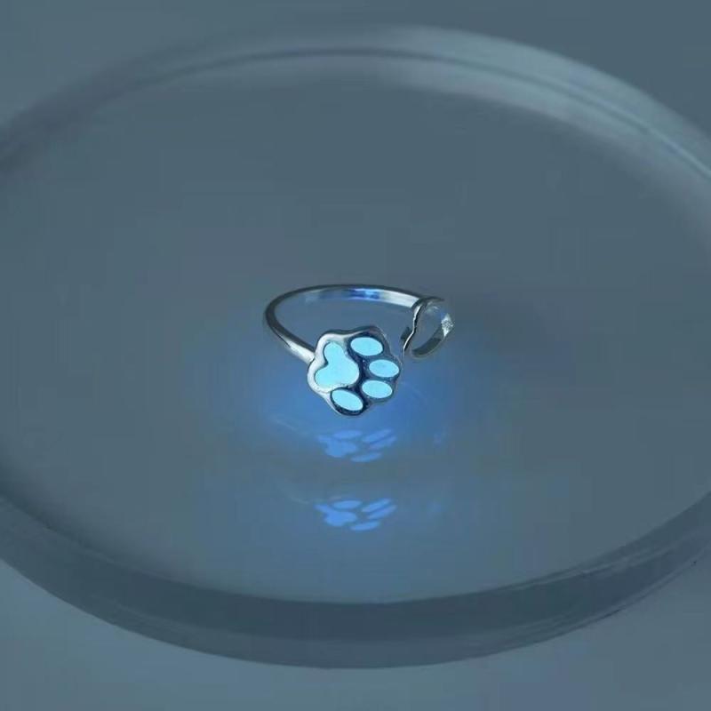 Luminous Bear Paw Cat Paw Adjustable Ring For Women