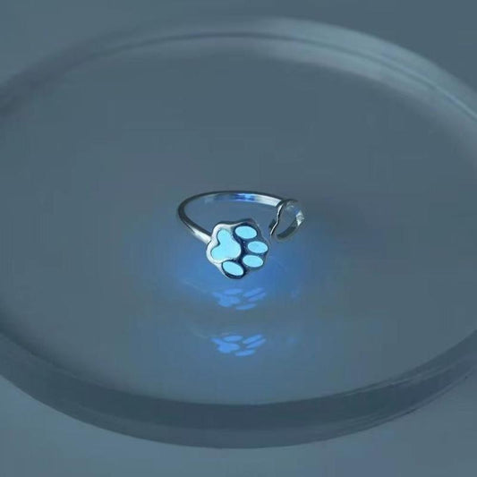 Luminous Bear Paw Cat Paw Adjustable Ring For Women