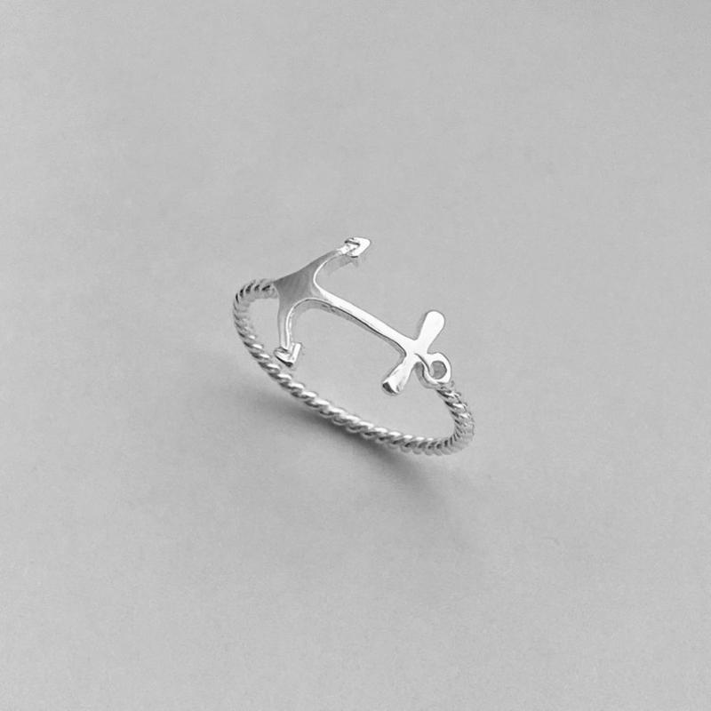 Anchor Ring Silvery Plated Party Jewelry Gift For Women Girls
