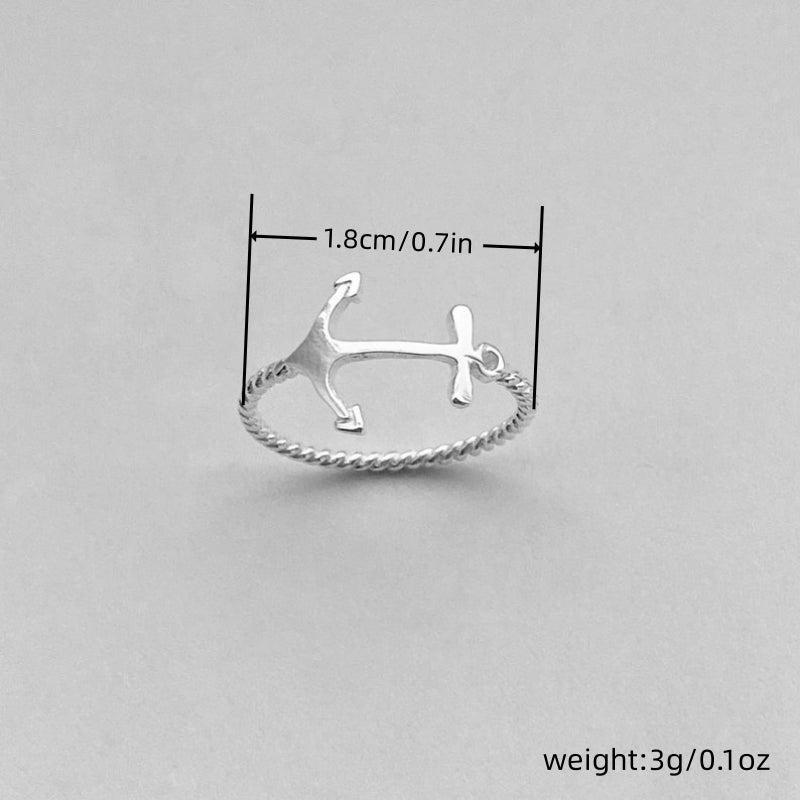 Anchor Ring Silvery Plated Party Jewelry Gift For Women Girls