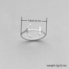 Anchor Ring Silvery Plated Party Jewelry Gift For Women Girls