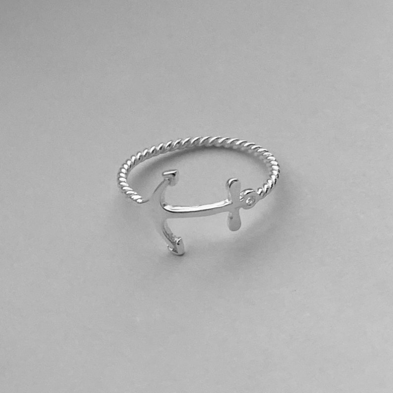 Anchor Ring Silvery Plated Party Jewelry Gift For Women Girls