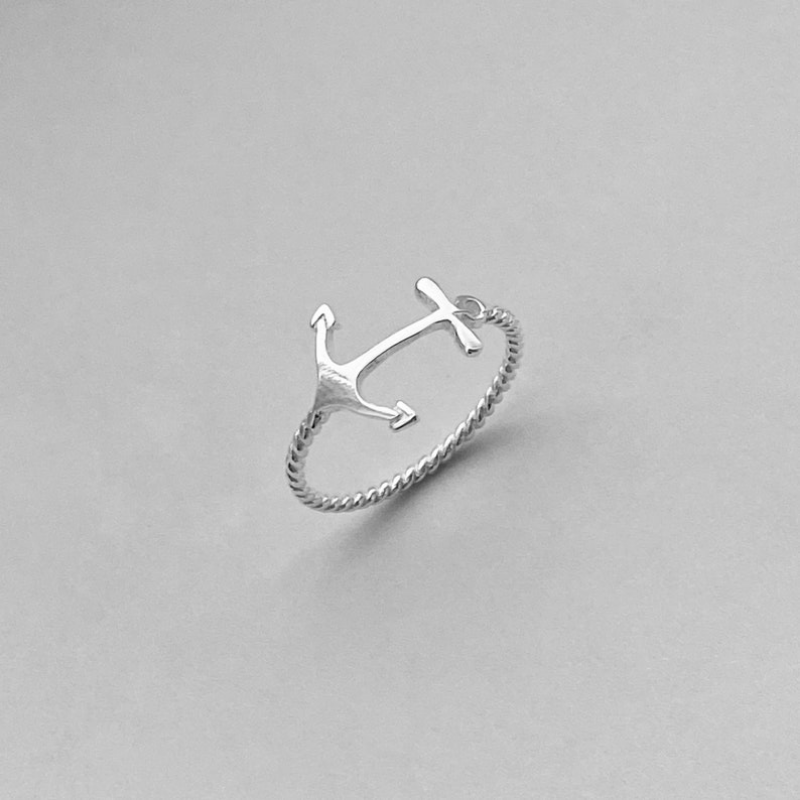 Anchor Ring Silvery Plated Party Jewelry Gift For Women Girls