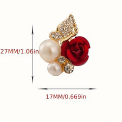 Grace Red Rose Butterfly Earrings Anti-allergic Crystal Bridal Earrings