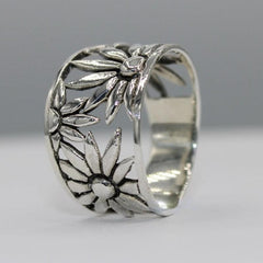 Vintage Silvery Plated Daisy Ring Party Jewelry Birthday Gift