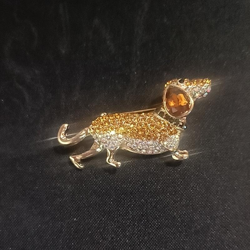 Poodle Dog Pet Puppy Brooch Artificial Diamond Animal Corsage