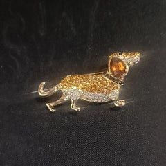 Poodle Dog Pet Puppy Brooch Artificial Diamond Animal Corsage