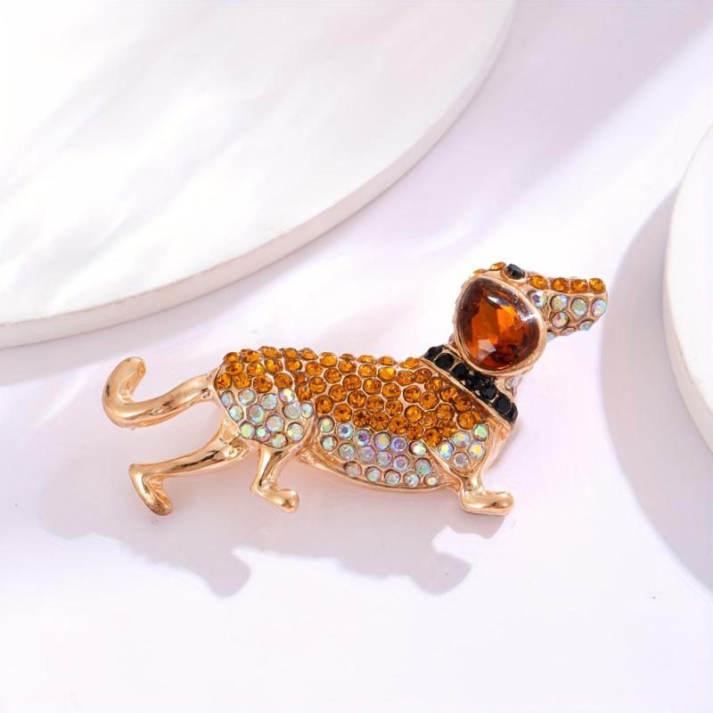 Poodle Dog Pet Puppy Brooch Artificial Diamond Animal Corsage