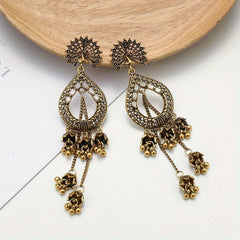 Vintage Peacock Shaped Earrings With Tassels
