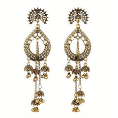 Vintage Peacock Shaped Earrings With Tassels