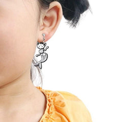 Halloween Grey Skull Mermaid Tail Bone Earrings