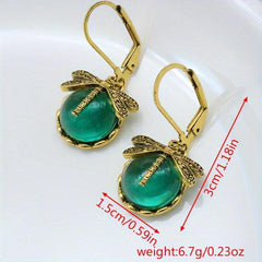Vintage Green Dragonfly Earrings for Party Jewelry