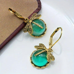 Vintage Green Dragonfly Earrings for Party Jewelry