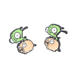 Cartoon Game Piercing Earrings Green Stud Earrings For Woman Party Jewelry