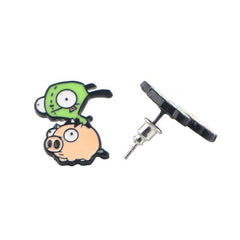 Cartoon Game Piercing Earrings Green Stud Earrings For Woman Party Jewelry