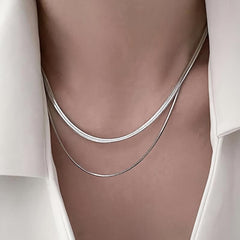 Double Layer Snake Bone Chain Necklace For Women Style Temperament