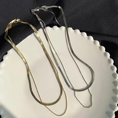 Double Layer Snake Bone Chain Necklace For Women Style Temperament