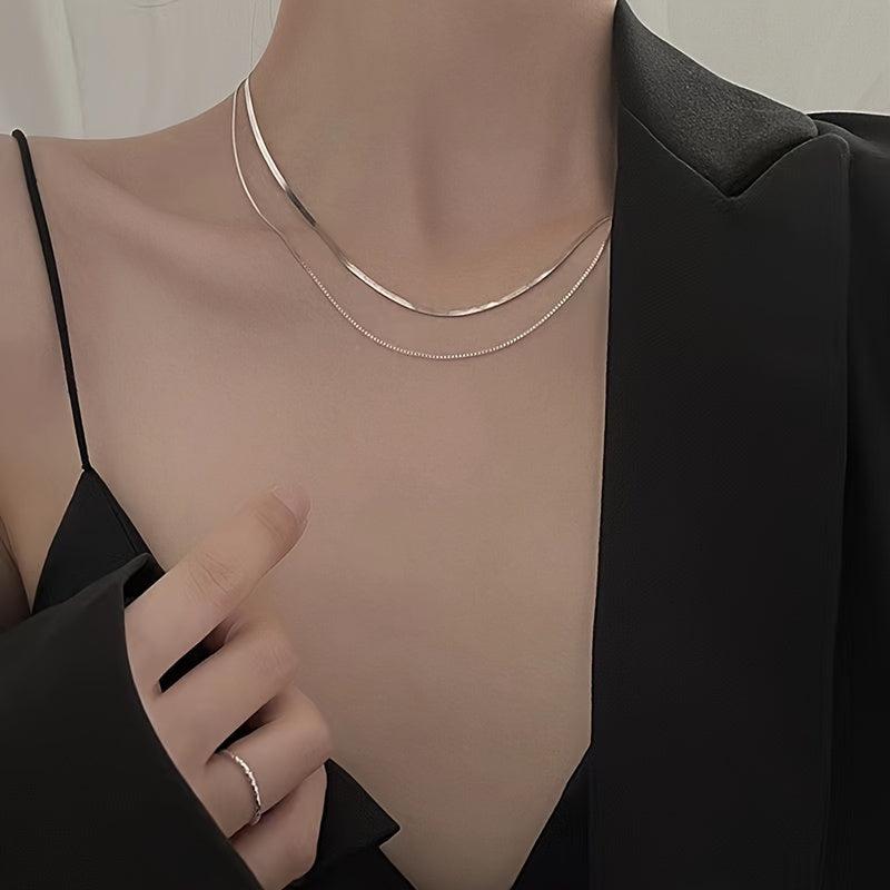 Double Layer Snake Bone Chain Necklace For Women Style Temperament
