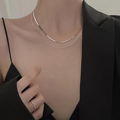 Double Layer Snake Bone Chain Necklace For Women Style Temperament