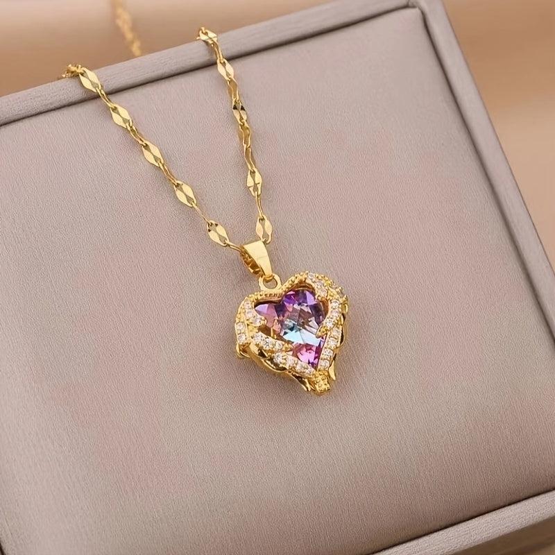 Sweet Love Heart Pendant Necklace Wedding Dinner Party Jewelry