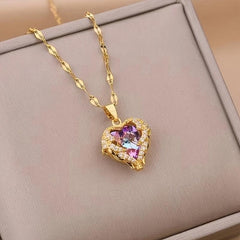 Sweet Love Heart Pendant Necklace Wedding Dinner Party Jewelry