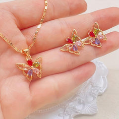 Butterfly Jewelry Set - Necklace and Earrings